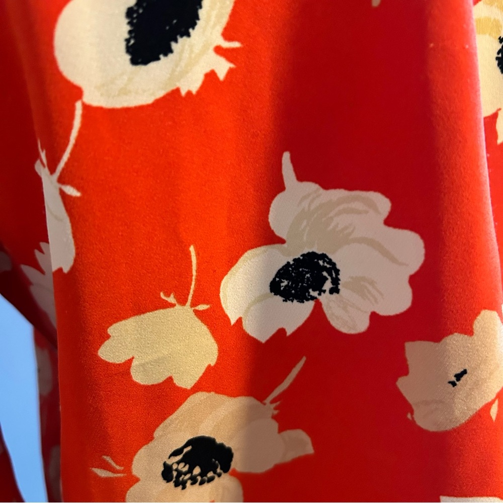 Boho-Chic ZARA Floral Red  Women’s Blouse with Bishops Sleeves Size Small - Picture 5 of 8